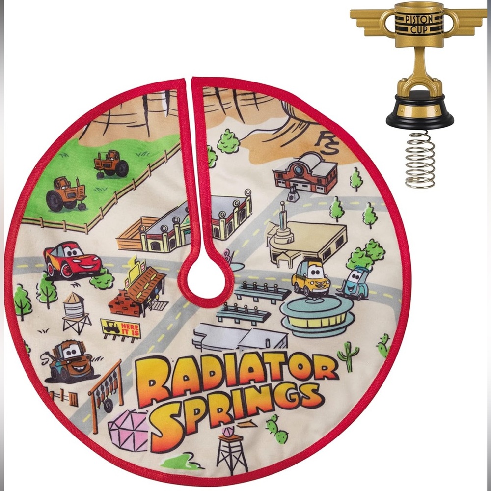 Miniature Disney/Pixar Cars Radiator Springs Tree Topper & Tree Skirt Set